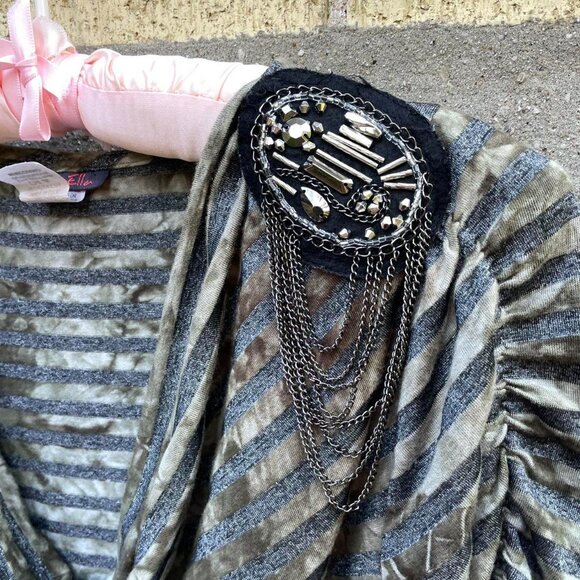 Vintage 90s Striped and Embellished Top - Picture 3 of 5